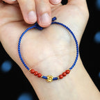 Fortune Jewel Klein Blue String South Red Agate Garnet Copper Flower Power Bracelet