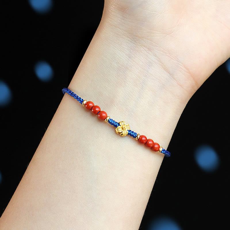 Fortune Jewel Klein Blue String South Red Agate Garnet Copper Flower Power Bracelet