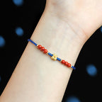 Fortune Jewel Klein Blue String South Red Agate Garnet Copper Flower Power Bracelet