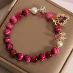 Fortune Jewel Red Tiger Eye Citrine Amethyst Heart Calm Bracelet