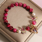 Fortune Jewel Red Tiger Eye Citrine Amethyst Heart Calm Bracelet