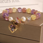 Fortune Jewel Red Tiger Eye Citrine Amethyst Heart Calm Bracelet