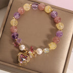 Fortune Jewel Red Tiger Eye Citrine Amethyst Heart Calm Bracelet