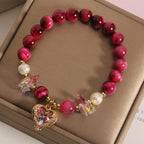 Fortune Jewel Red Tiger Eye Citrine Amethyst Heart Calm Bracelet