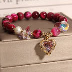 Fortune Jewel Red Tiger Eye Citrine Amethyst Heart Calm Bracelet