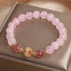 Fortune Jewel Pink Crystal Strawberry Quartz Love Bracelet