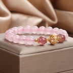 Fortune Jewel Pink Crystal Strawberry Quartz Love Bracelet