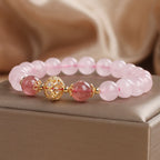 Fortune Jewel Pink Crystal Strawberry Quartz Love Bracelet