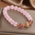 Fortune Jewel Pink Crystal Strawberry Quartz Love Bracelet