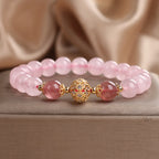 Fortune Jewel Pink Crystal Strawberry Quartz Love Bracelet
