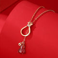 Fortune Jewel Red Agate Chalcedony 925 Sterling Silver Gourd Lucky Bag Confidence Necklace Pendant