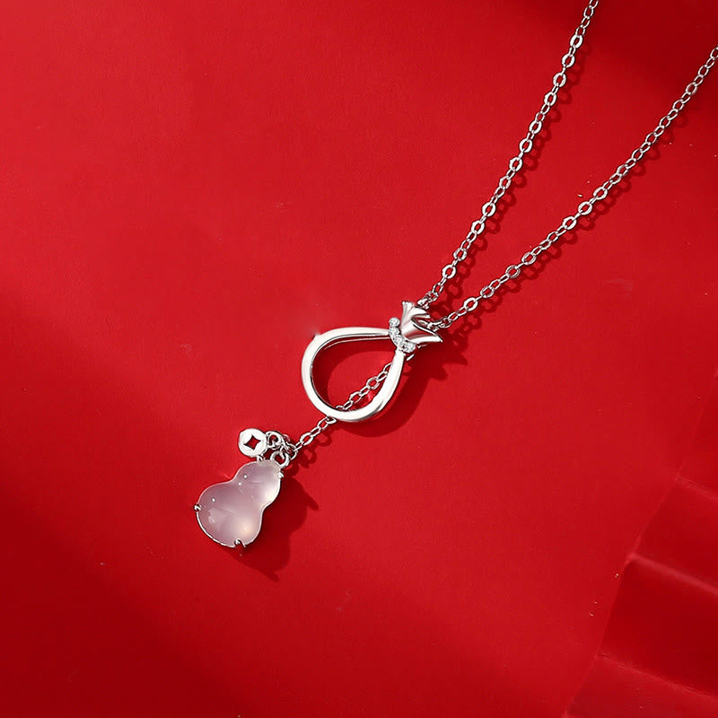 Fortune Jewel Red Agate Chalcedony 925 Sterling Silver Gourd Lucky Bag Confidence Necklace Pendant