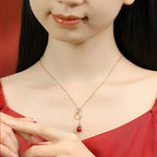Fortune Jewel Red Agate Chalcedony 925 Sterling Silver Gourd Lucky Bag Confidence Necklace Pendant
