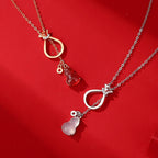 Fortune Jewel Red Agate Chalcedony 925 Sterling Silver Gourd Lucky Bag Confidence Necklace Pendant