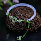 Buddha Stones Natural White Agate Hetian Jade Beads Peace Buckle Positive Bracelet Bangle
