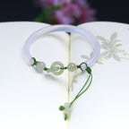 Fortune Jewel Natural White Agate Hetian Jade Beads Interlocking Positive Bracelet Bangle
