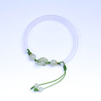 Fortune Jewel Natural White Agate Hetian Jade Beads Interlocking Positive Bracelet Bangle