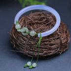 Fortune Jewel Natural White Agate Hetian Jade Beads Interlocking Positive Bracelet Bangle