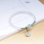 Fortune Jewel Natural White Agate Hetian Jade Peace Buckle Auspicious Clouds Positive Bracelet Bangle
