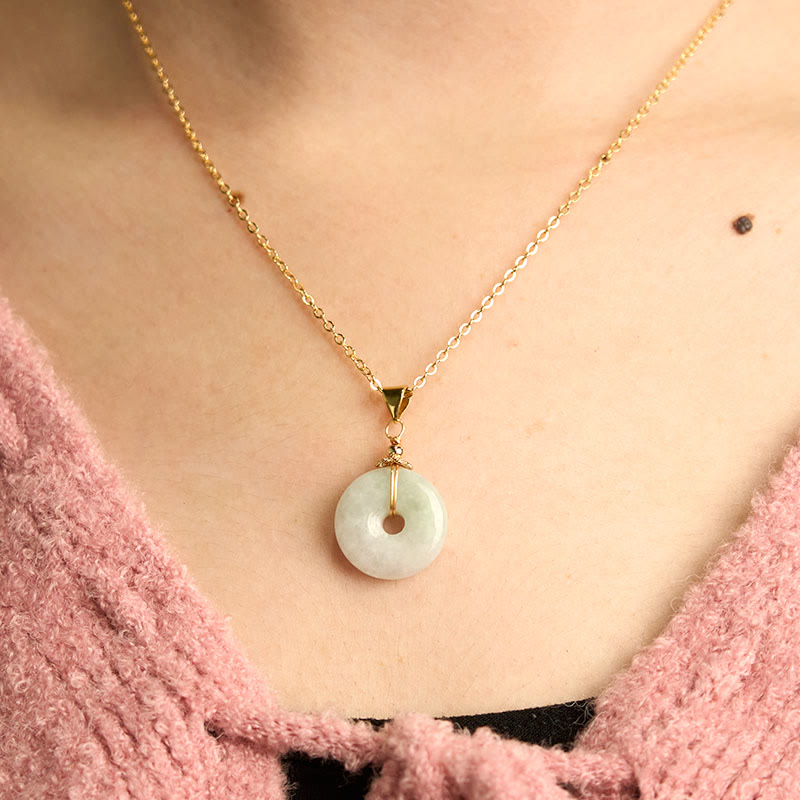 Fortune Jewel Jade Peace Buckle Necklace Luck Pendant