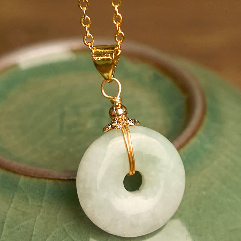 Fortune Jewel Jade Peace Buckle Necklace Luck Pendant