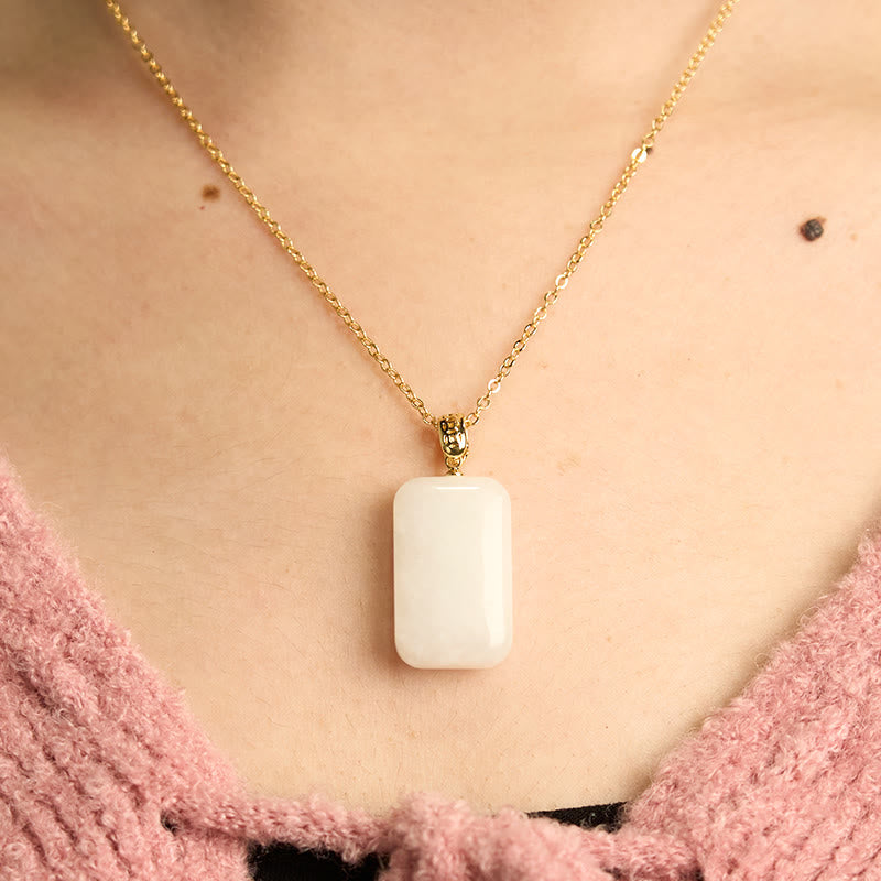 Fortune Jewel Hetian Jade Silver Prosperity Necklace Pendant