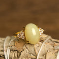 Fortune Jewel Hetian Jade Egg Alloy Ring