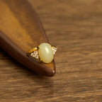 Fortune Jewel Hetian Jade Egg Alloy Ring