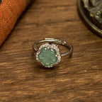 Fortune Jewel Jade Alloy Flower Ring
