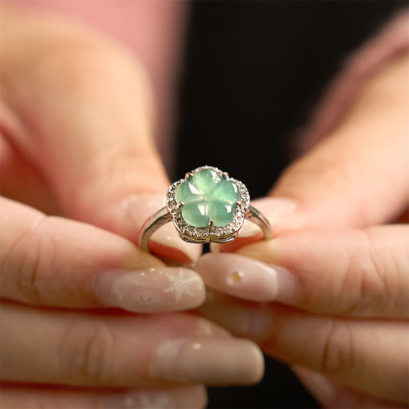 Fortune Jewel Jade Alloy Flower Ring