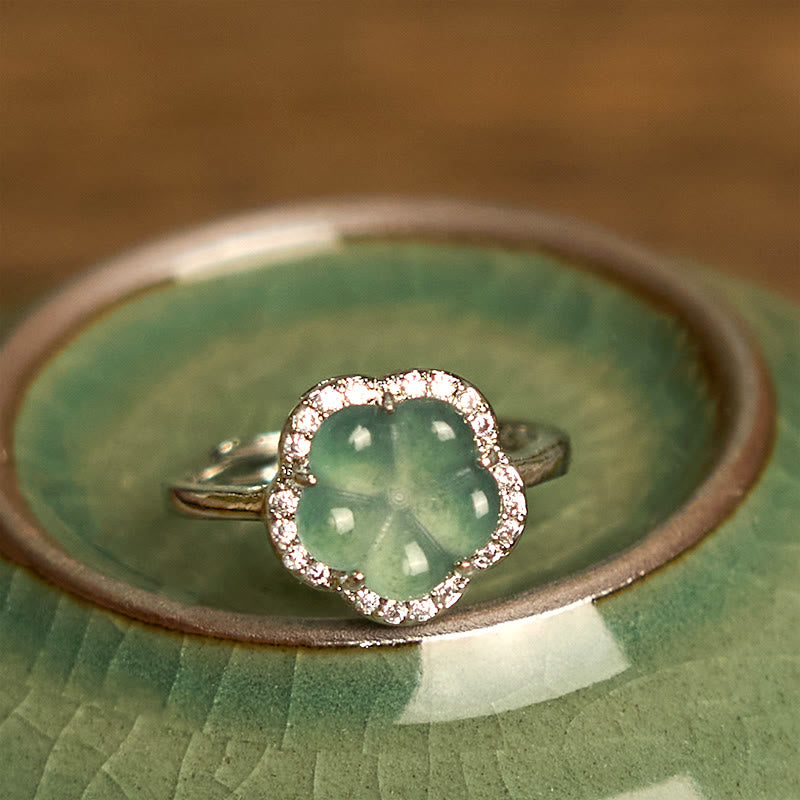 Fortune Jewel Jade Alloy Flower Ring