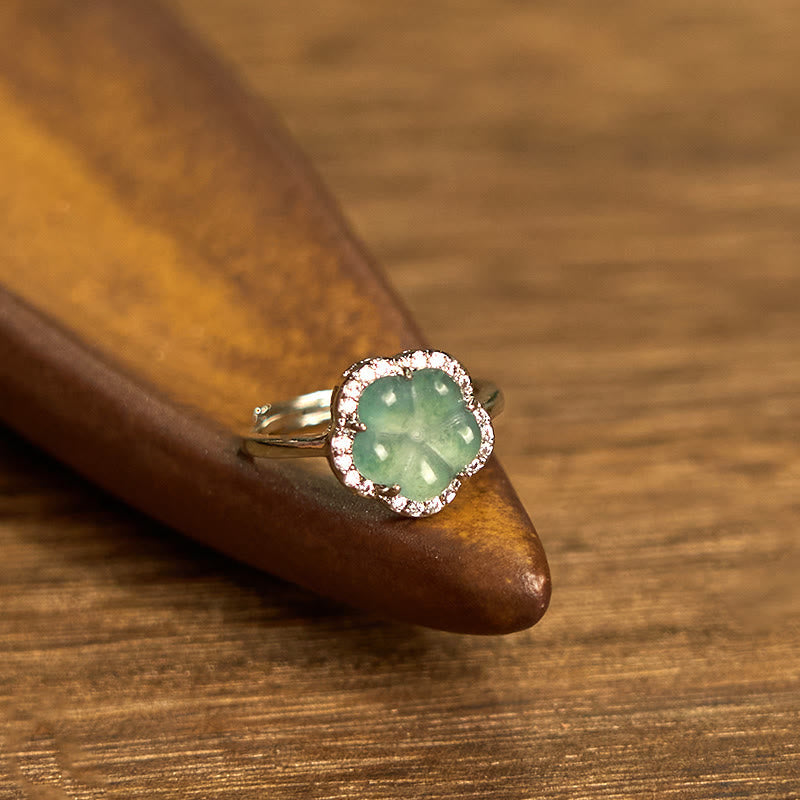 Fortune Jewel Jade Alloy Flower Ring