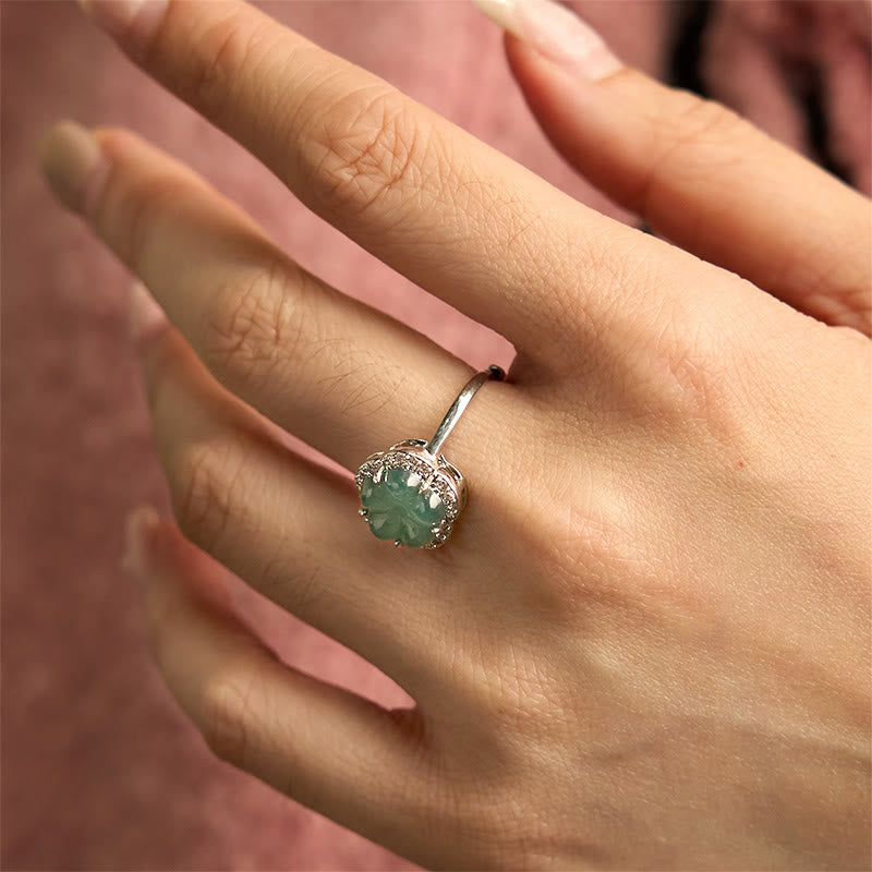 Fortune Jewel Jade Alloy Flower Ring