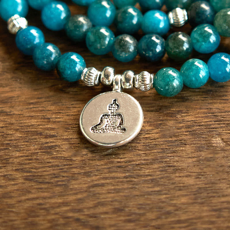 Fortune Jewel 108 Mala Beads Apatite Bead Om The Tree Of Life Lotus Buddha Bracelet Fortune Jewel