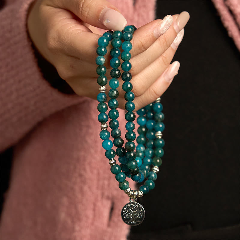 Fortune Jewel 108 Mala Beads Apatite Bead Om The Tree Of Life Lotus Buddha Bracelet Fortune Jewel