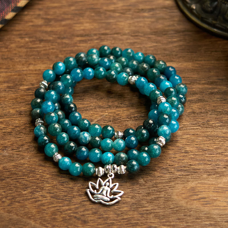 Fortune Jewel 108 Mala Beads Apatite Bead Om The Tree Of Life Lotus Buddha Bracelet Fortune Jewel