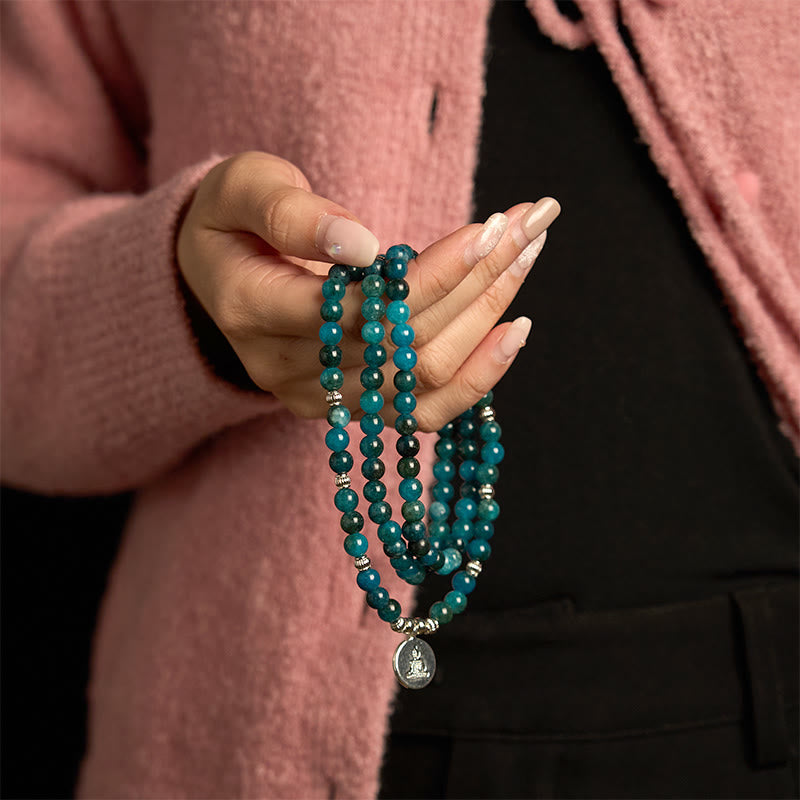 Fortune Jewel 108 Mala Beads Apatite Bead Om The Tree Of Life Lotus Buddha Bracelet Fortune Jewel