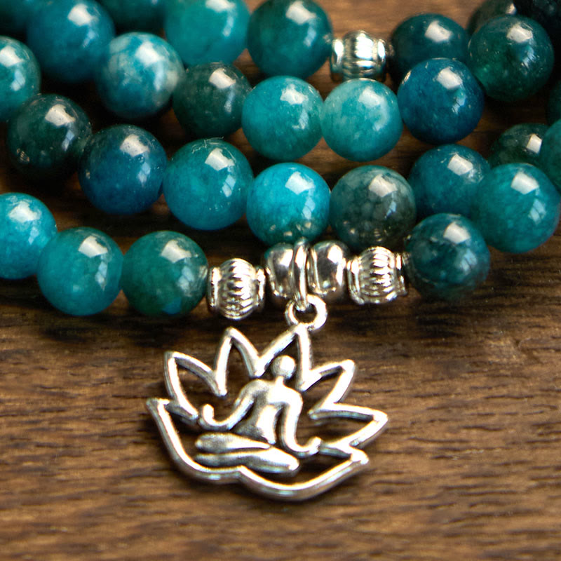 Fortune Jewel 108 Mala Beads Apatite Bead Om The Tree Of Life Lotus Buddha Bracelet Fortune Jewel