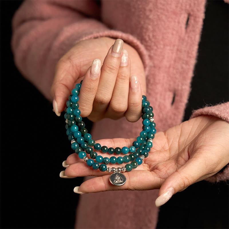 Fortune Jewel 108 Mala Beads Apatite Bead Om The Tree Of Life Lotus Buddha Bracelet Fortune Jewel