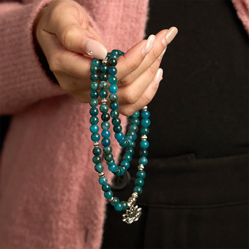 Fortune Jewel 108 Mala Beads Apatite Bead Om The Tree Of Life Lotus Buddha Bracelet Fortune Jewel