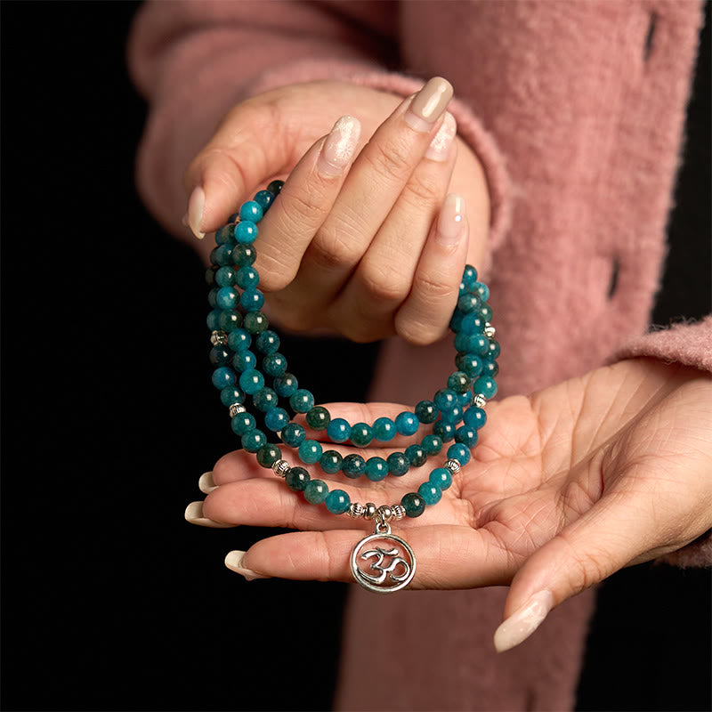 Fortune Jewel 108 Mala Beads Apatite Bead Om The Tree Of Life Lotus Buddha Bracelet Fortune Jewel