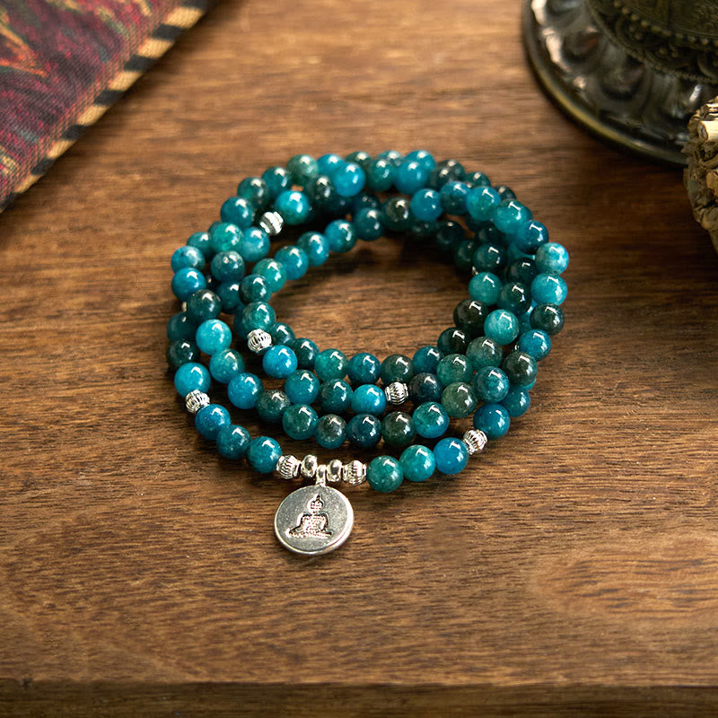 Fortune Jewel 108 Mala Beads Apatite Bead Om The Tree Of Life Lotus Buddha Bracelet Fortune Jewel