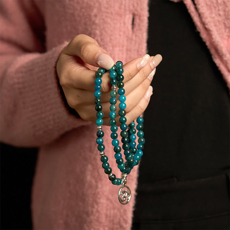 Fortune Jewel 108 Mala Beads Apatite Bead Om The Tree Of Life Lotus Buddha Bracelet Fortune Jewel