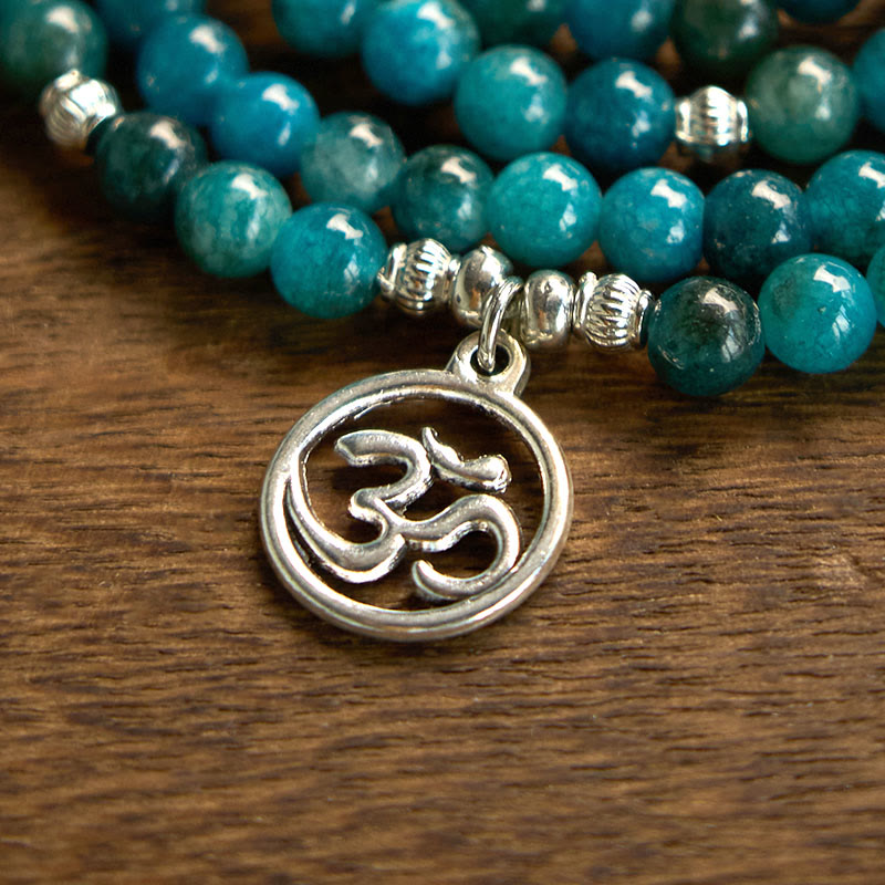 Fortune Jewel 108 Mala Beads Apatite Bead Om The Tree Of Life Lotus Buddha Bracelet Fortune Jewel