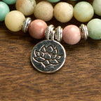 Fortune Jewel 108 Mala Rhodonite Amazonite Beads Lotus Compassion Bracelet Fortune Jewel