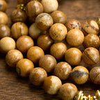 Fortune Jewel 108 Beads Picture Jasper Mala Lotus Courage Bracelet