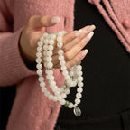 Fortune Jewel 108 Mala Beads Natural Tianshan Jade Lotus Luck Bracelet