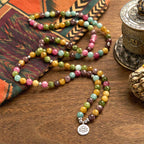 Fortune Jewel 108 Mala Beads Multi-layer Natural Tourmaline Lotus Wisdom Bracelet