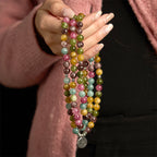Fortune Jewel 108 Mala Beads Multi-layer Natural Tourmaline Lotus Wisdom Bracelet