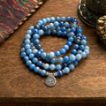 Fortune Jewel 108 Mala Beads Multi-layer Natural Blue Aventurine Lotus Calm Bracelet
